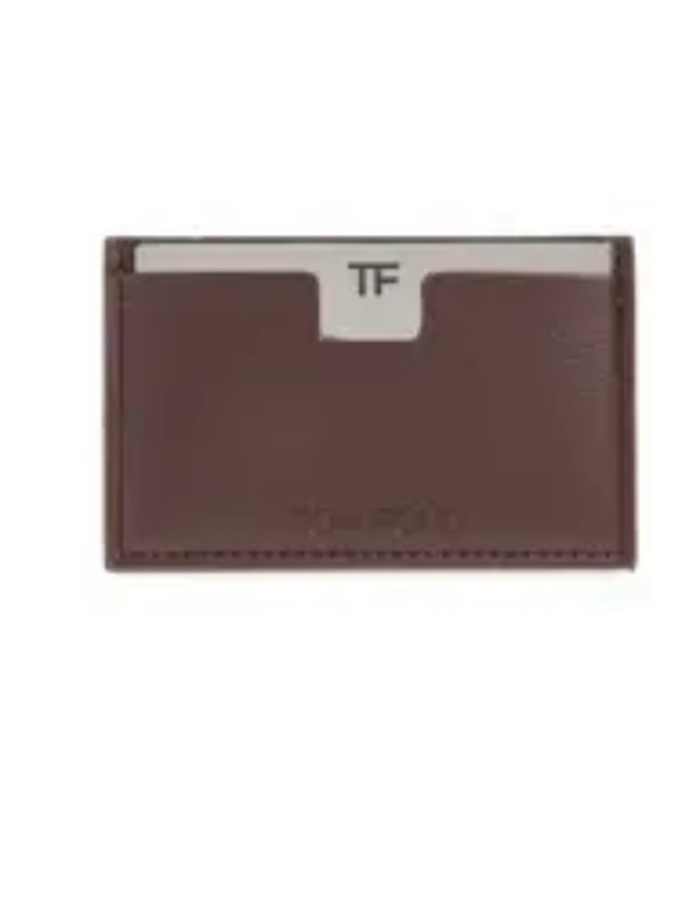 Tom Ford Mirror and Brown Leather Card Holder with Silver TF Plate